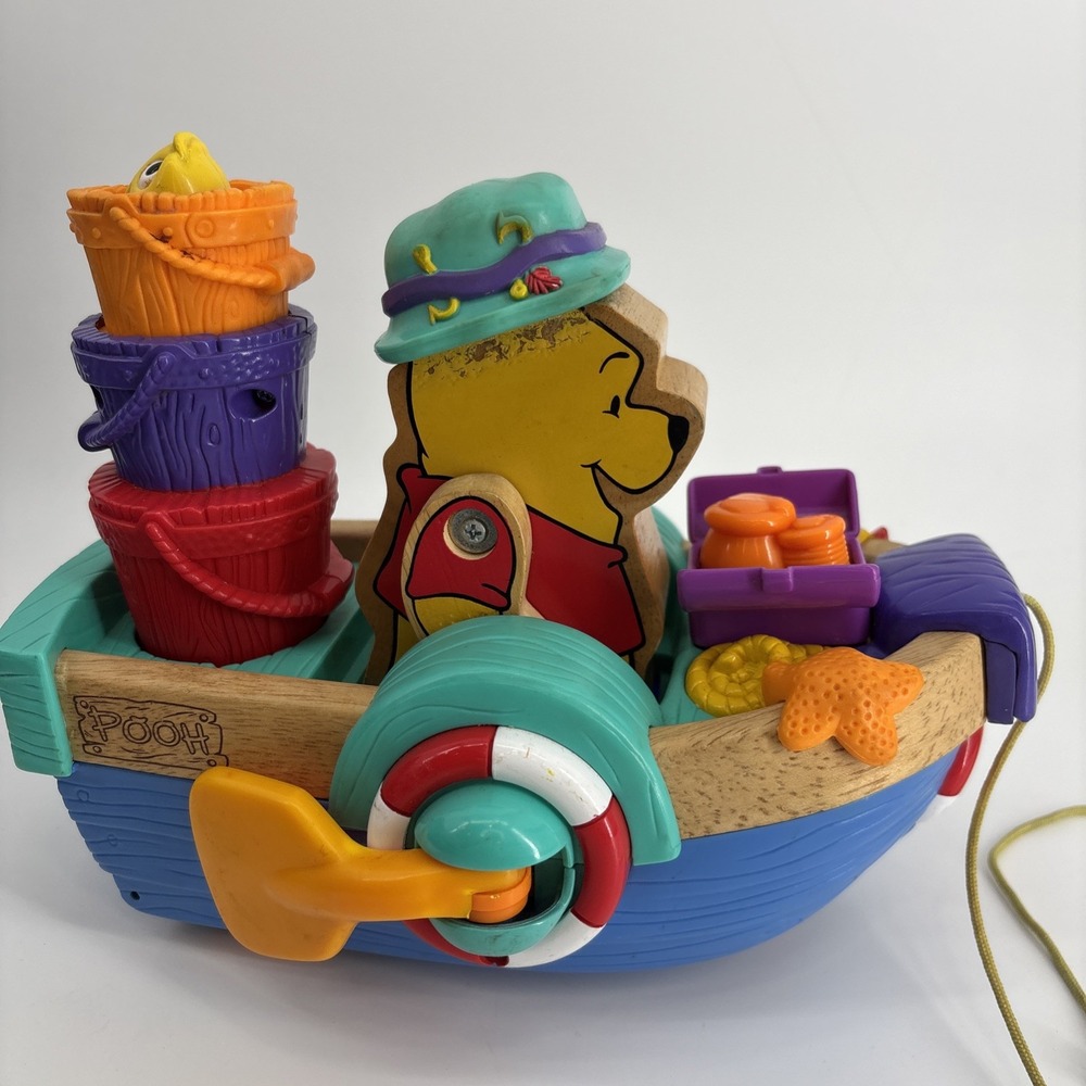 Fisher‎ Price Disney Winnie the Pooh 2001 Pull Along Singing Boat Vintage Works - Picture 3 of 10